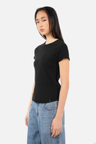 TASYA Geripptes Shirt aus weichem Ripp-Jersey mit Rundhalsausschnitt und Slim Fit