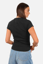 TASYA Geripptes Shirt aus weichem Ripp-Jersey mit Rundhalsausschnitt und Slim Fit
