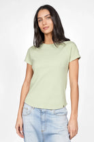 Slim fit TASYA Geripptes T-Shirt with ribbed jersey, round neckline, seamless sleeves, decorative seams, and rounded hem in size XS