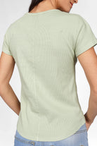 Slim fit TASYA Geripptes T-Shirt with round neckline and seamless sleeves in soft ribbed jersey