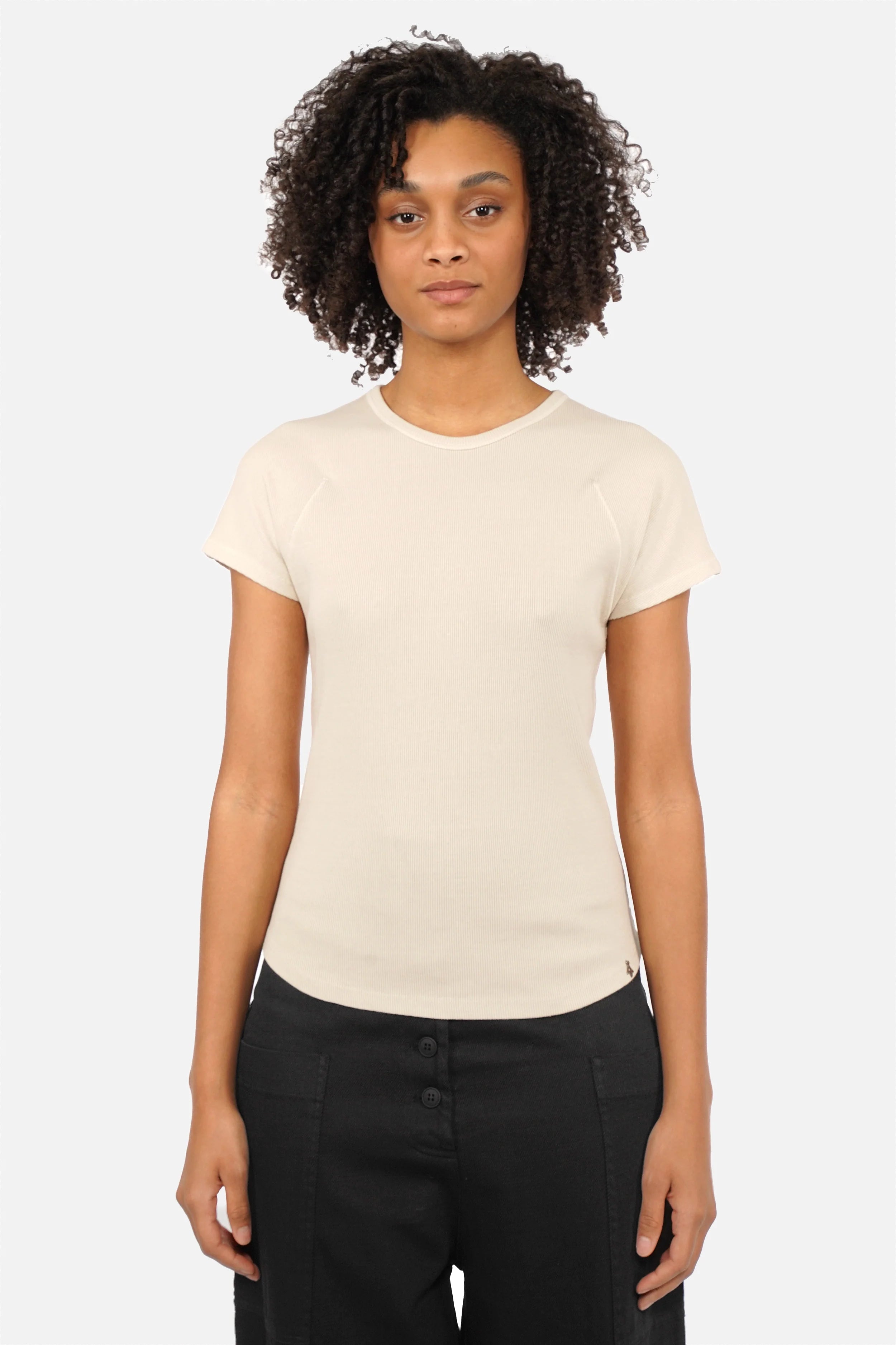 TASYA Geripptes T-Shirt slim fit ribbed jersey with round neckline and seamless sleeves