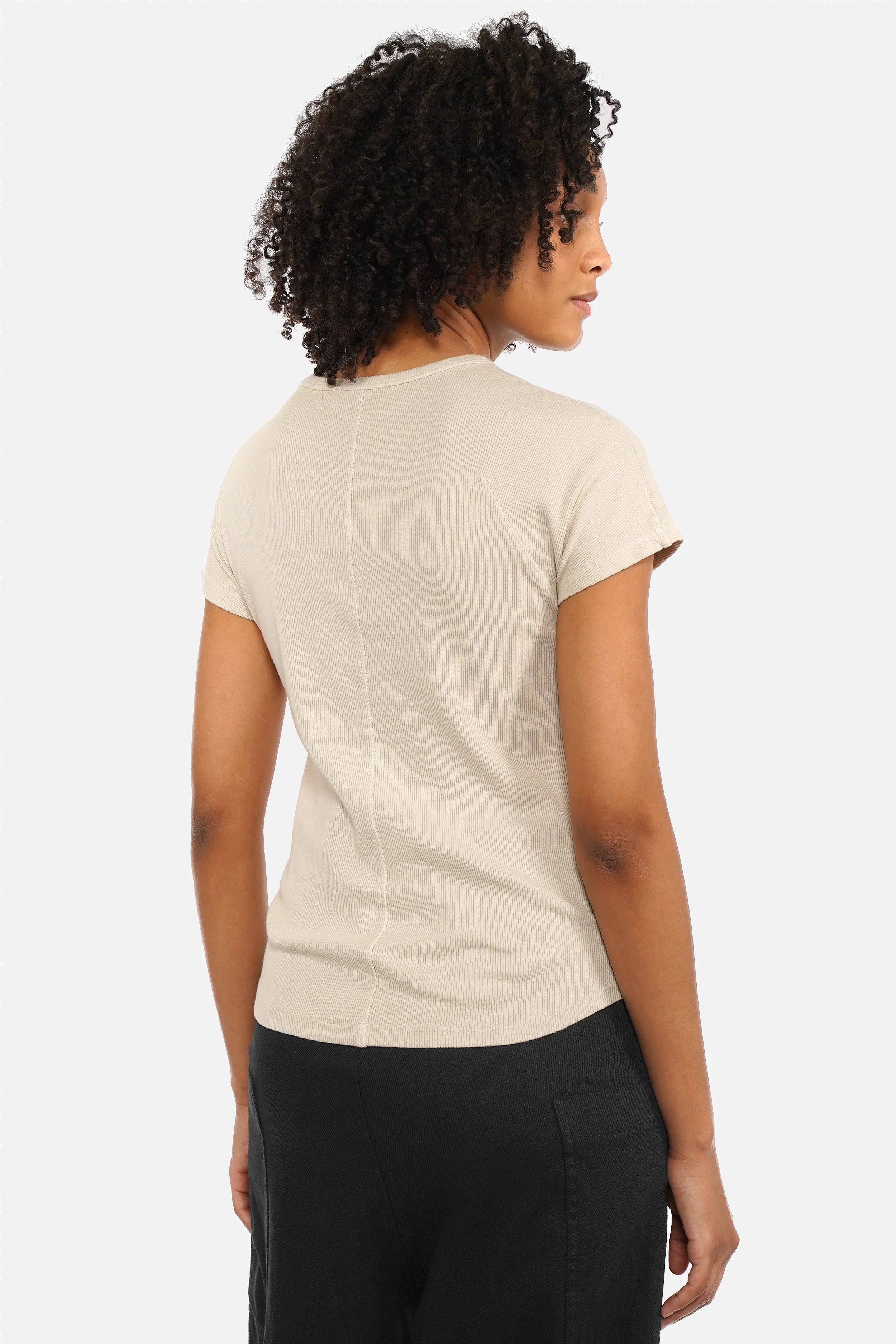 TASYA Geripptes T-Shirt slim fit ribbed jersey with round neckline and seamless sleeves