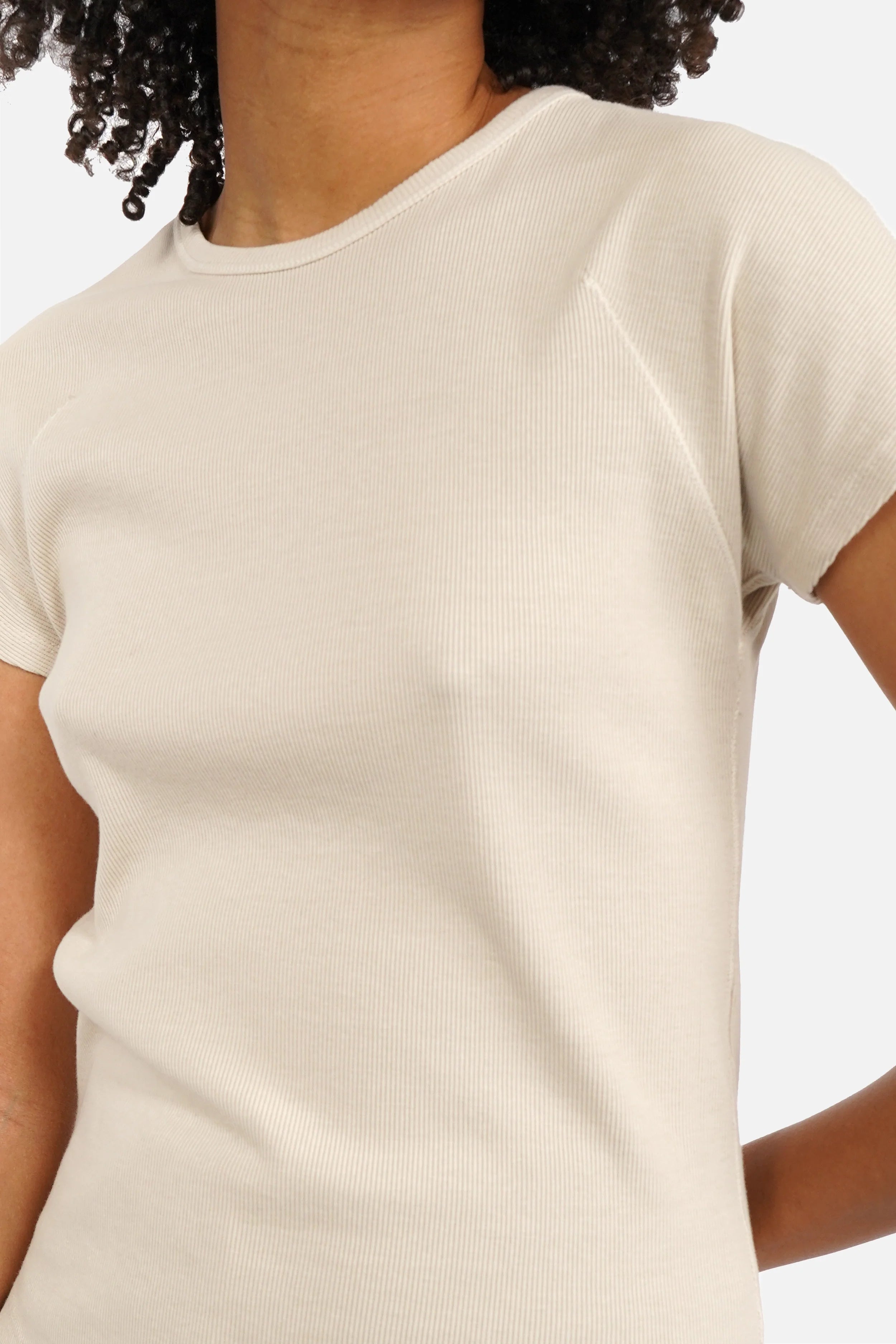 TASYA Geripptes T-Shirt slim fit ribbed jersey with round neckline and seamless sleeves