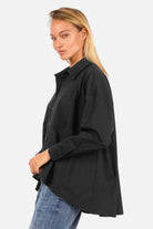 TIALY Oversized Bluse aus Popeline mit weiter A-Linie und klassischem Kragen