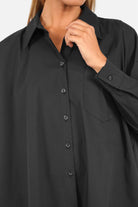 TIALY Oversized Bluse aus Popeline mit A-Linien-Form, klassischem Kragen und Brusttasche