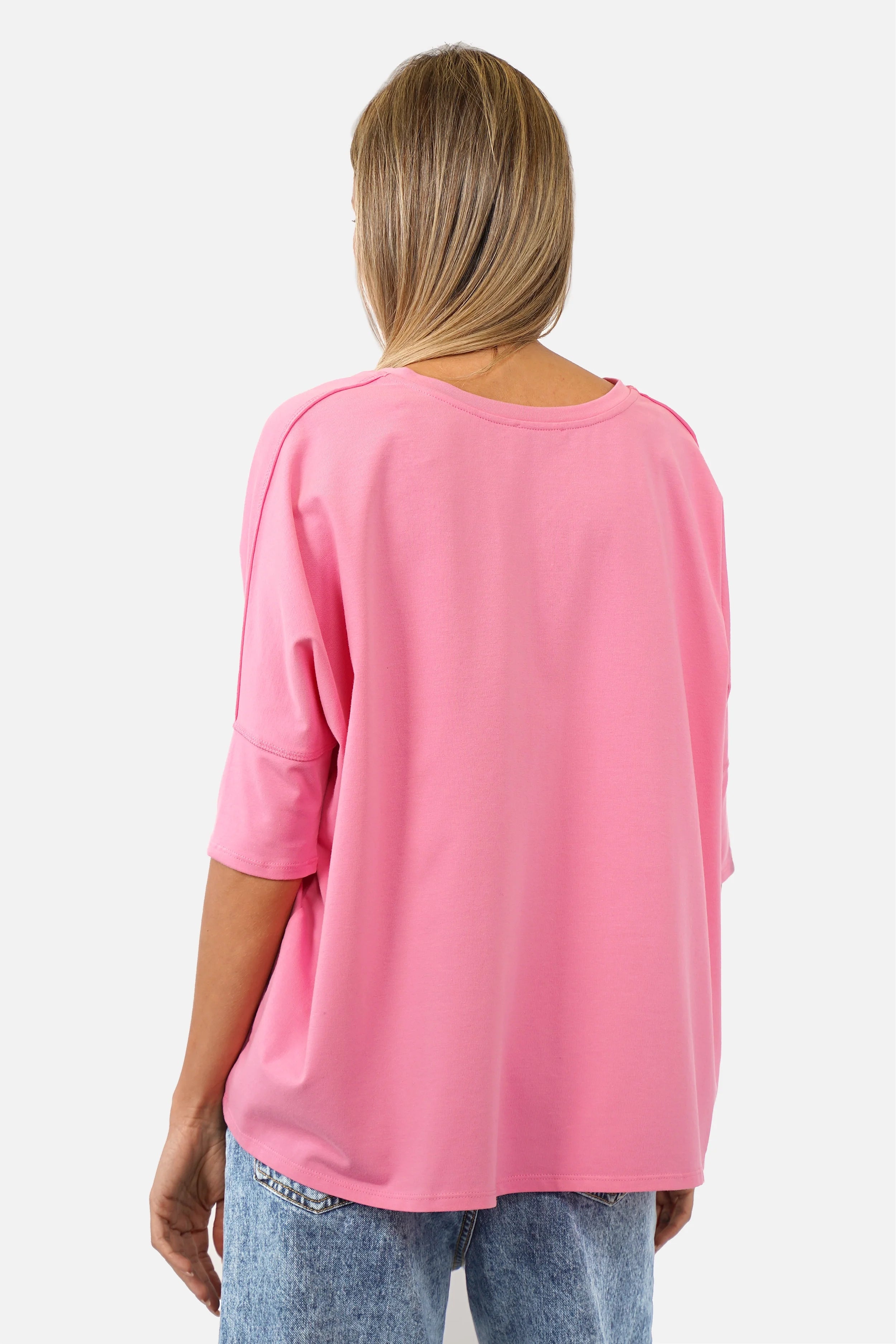 Lockeres Blusenshirt mit V-Ausschnitt, weicher Baumwolle und kastiger Passform