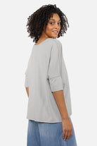 TIDA Blusenshirt lockeres Kurzarmshirt mit V-Ausschnitt und Kastenform aus hochwertiger Baumwolle