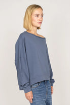 Damen One Shoulder Sweater aus weichem Sweatstoff mit weitem Halsausschnitt und lockerem Schnitt