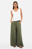 TJESSA Palazzo Hose aus weicher Baumwolle mit elastischem Bund, Eingriffstaschen und Crinkle Optik, weites Bein, Regular Fit
