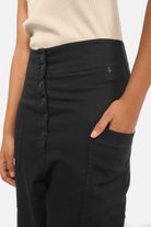 VIKADA Baggy Hose aus weicher Baumwolle im Denim-Look mit Knopfleiste und seitlichen Taschen, lässiger Loose Fit
