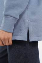 VIOLE Cozy Sweater soft brushed cotton with open side slit and logo embroidery in light blue