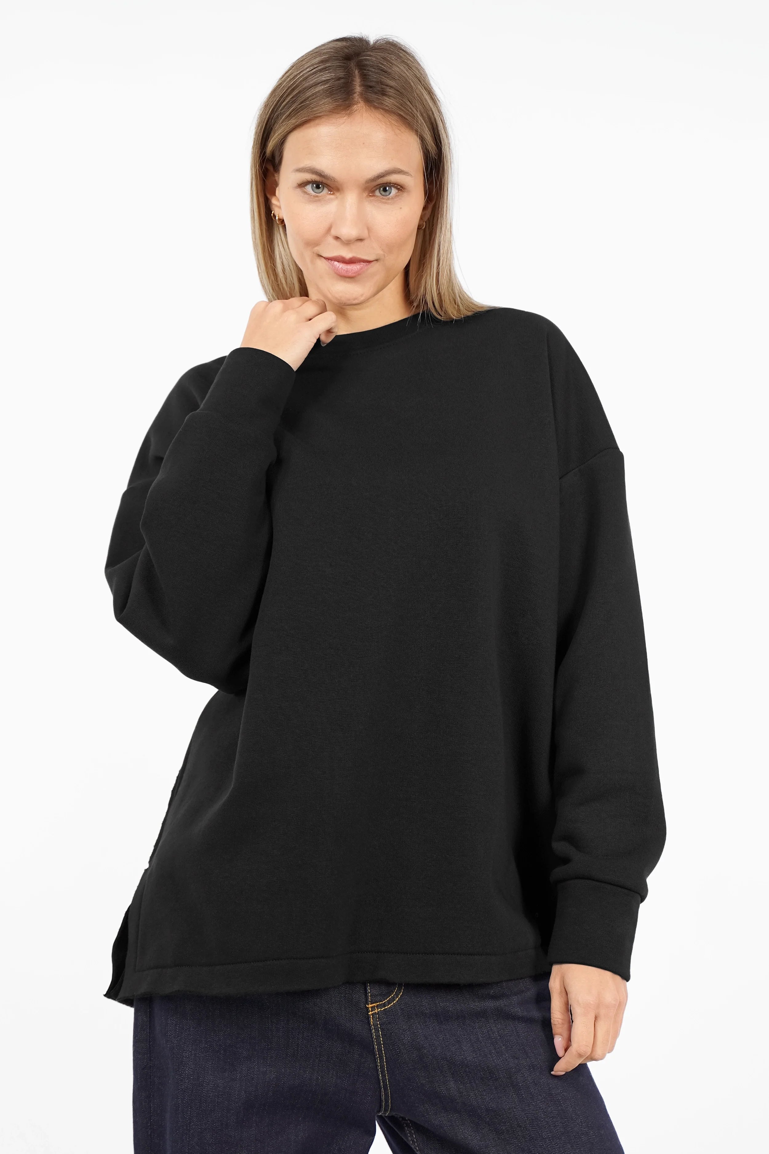 VIOLE cozy soft brushed A-line sweater with open details