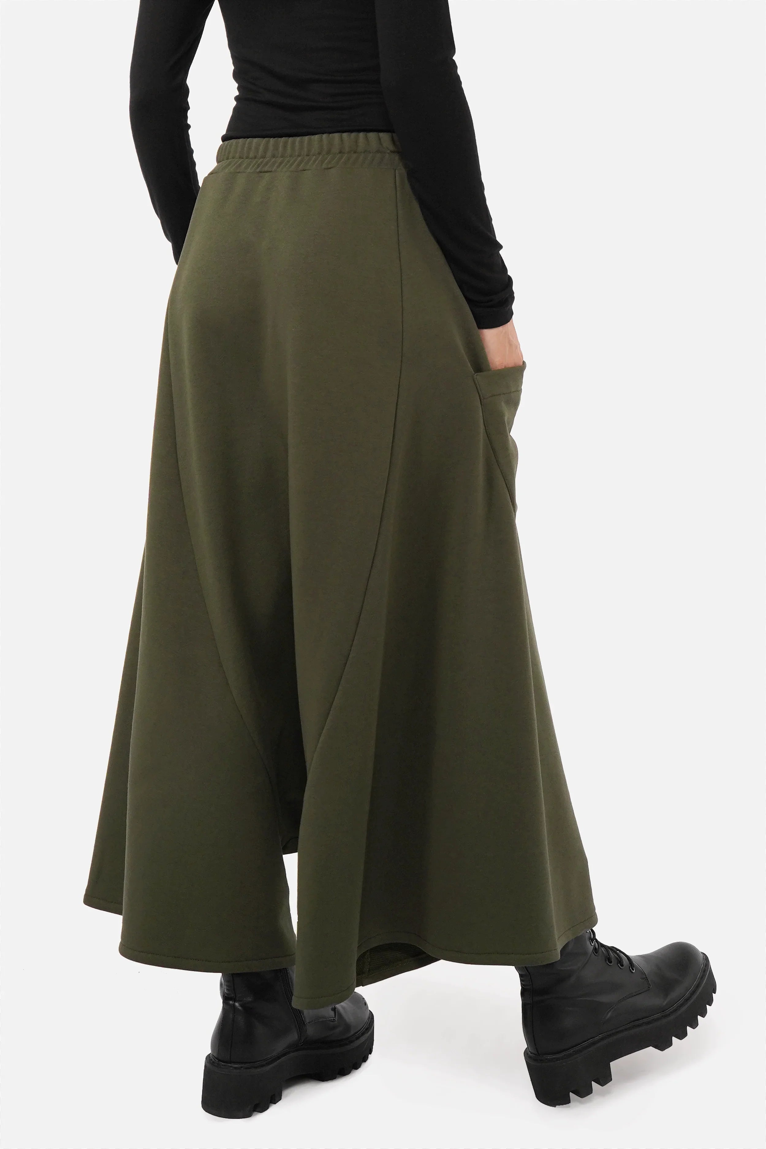 VISLA Hosenrock aus Sweat mit weitem Schnitt, asymmetrischer Tasche und flexiblem Bund