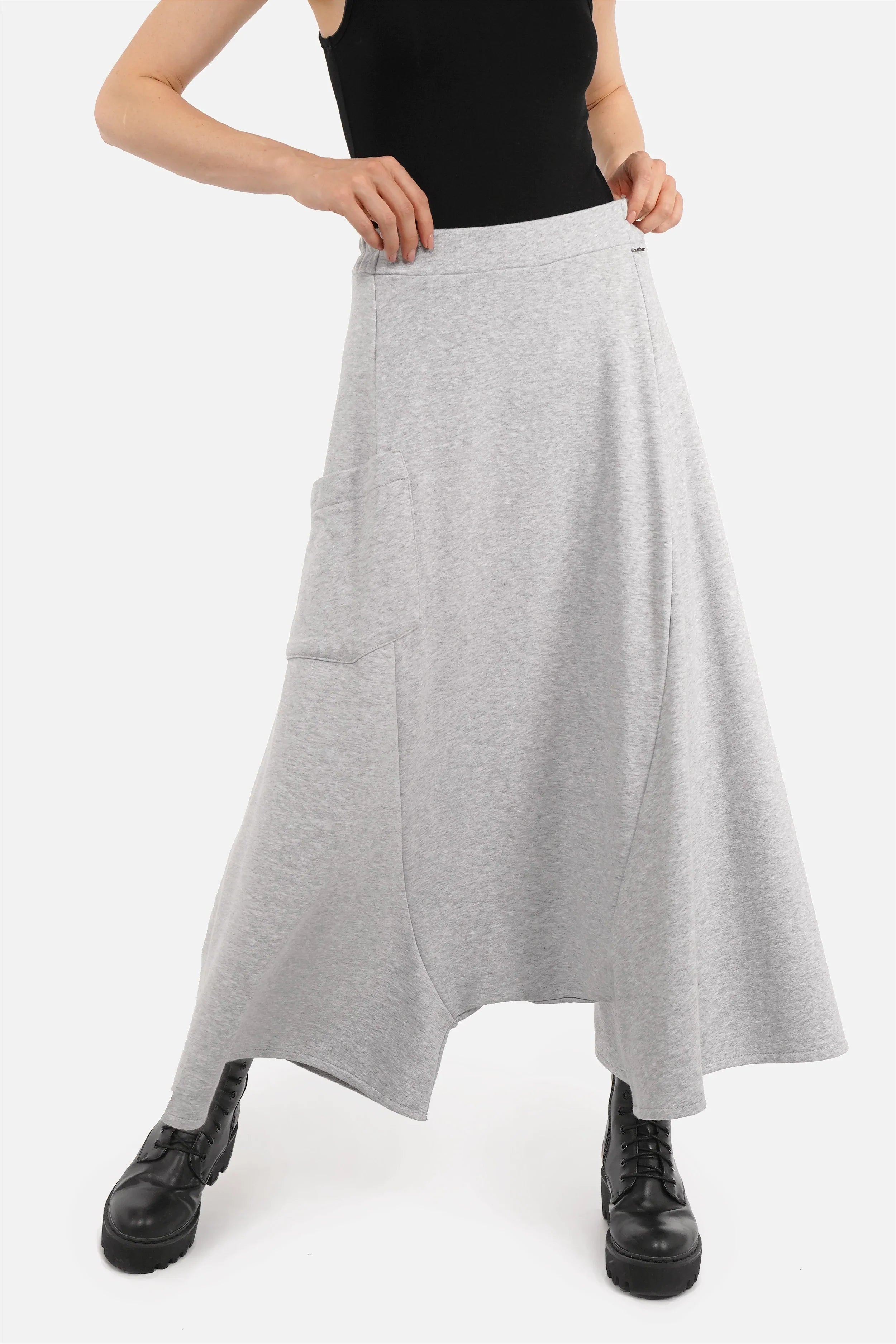 VISLA Hosenrock aus Sweat mit weitem Schnitt und asymmetrischer Tasche