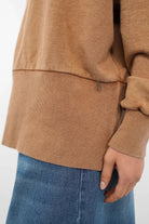 VIVIE Sweater oversized soft cotton garment-wash raw-cut neckline with KULTFRAU back print