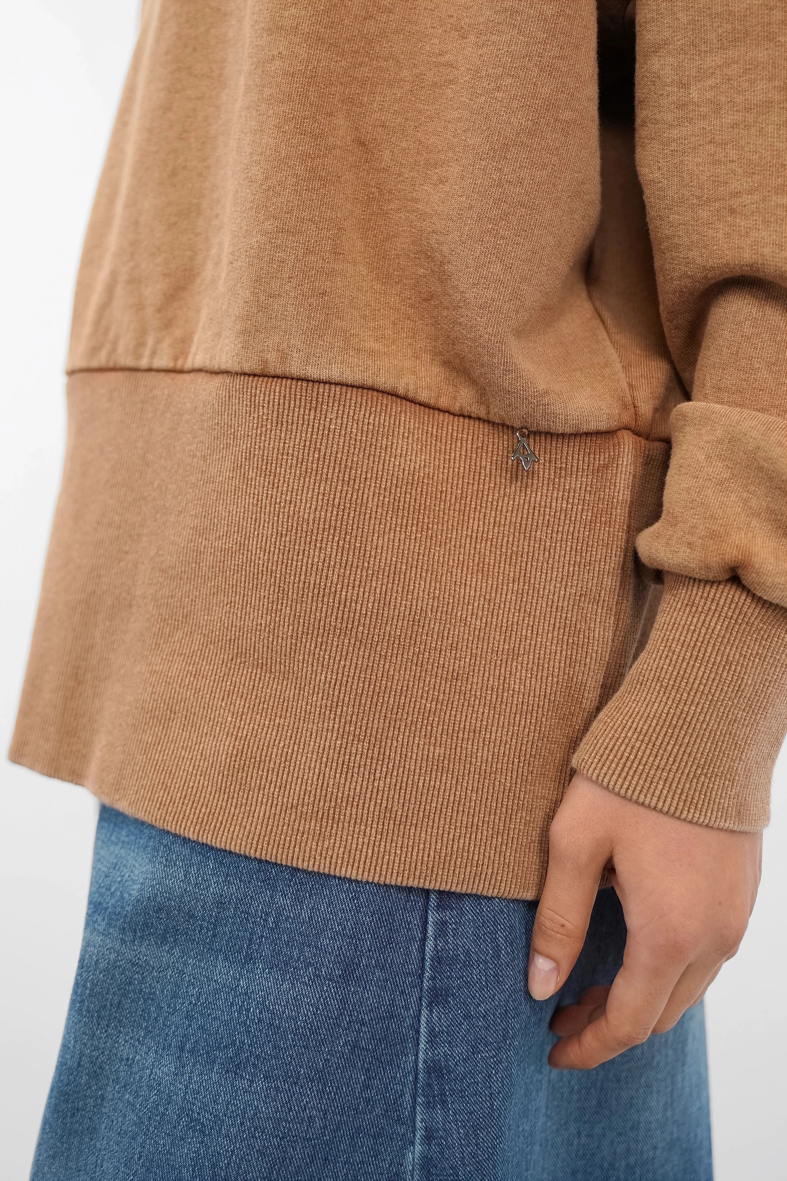 VIVIE Sweater oversized soft cotton garment-wash raw-cut neckline with KULTFRAU back print