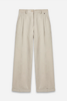 BEYLA Wide Leg Hose high waist wide-leg canvas cotton pants with pockets and cuffed hem