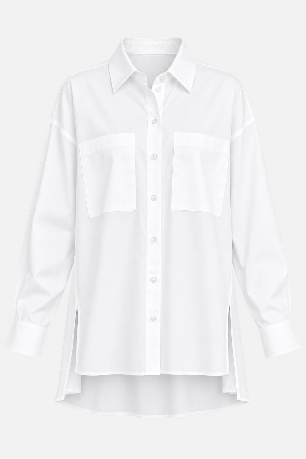 LEA.K White Popeline-Bluse mit Brusttaschen - Freisteller