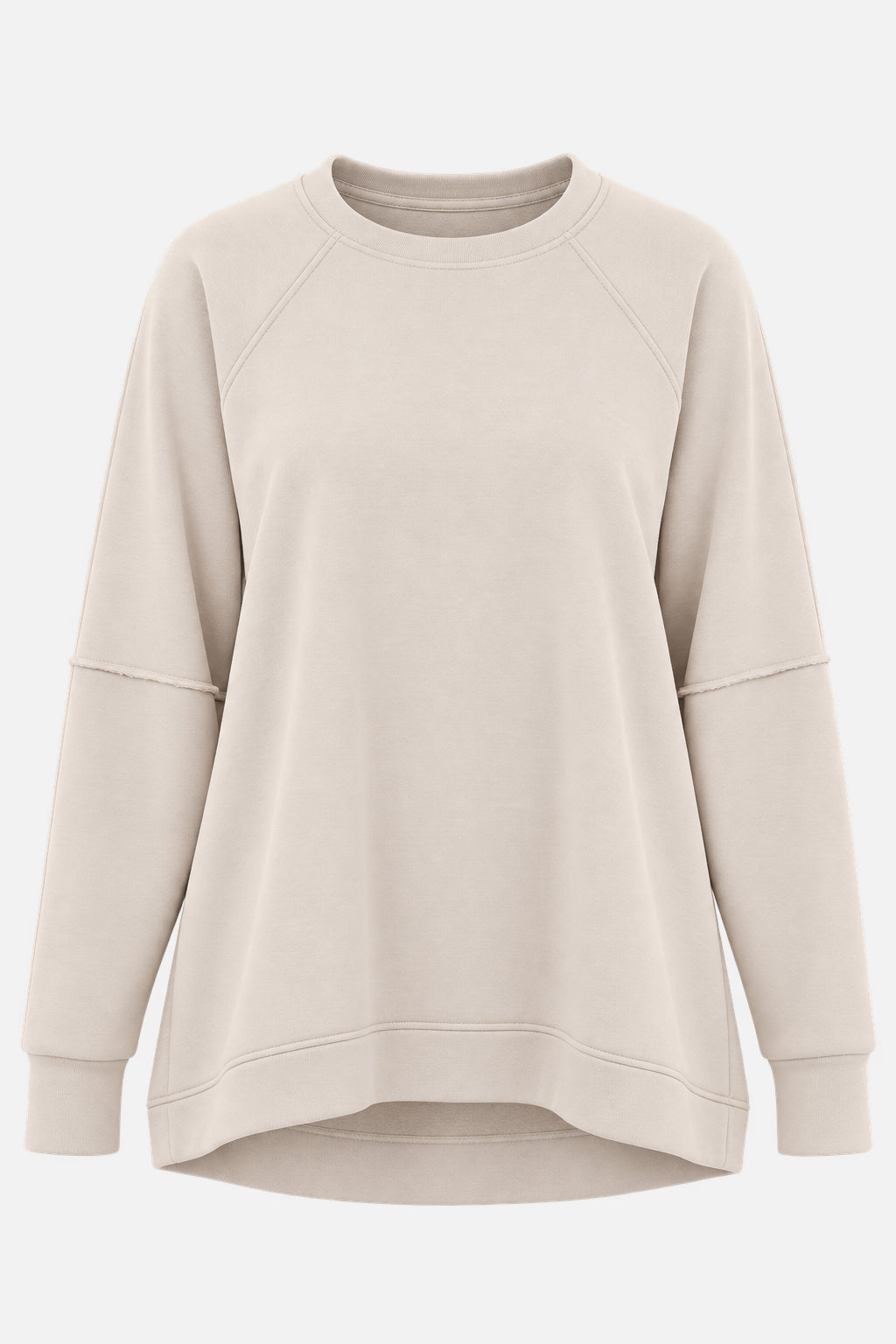 NAIRA Soft Brushed Relaxed Sweater White Sand - Freisteller Vorderansicht