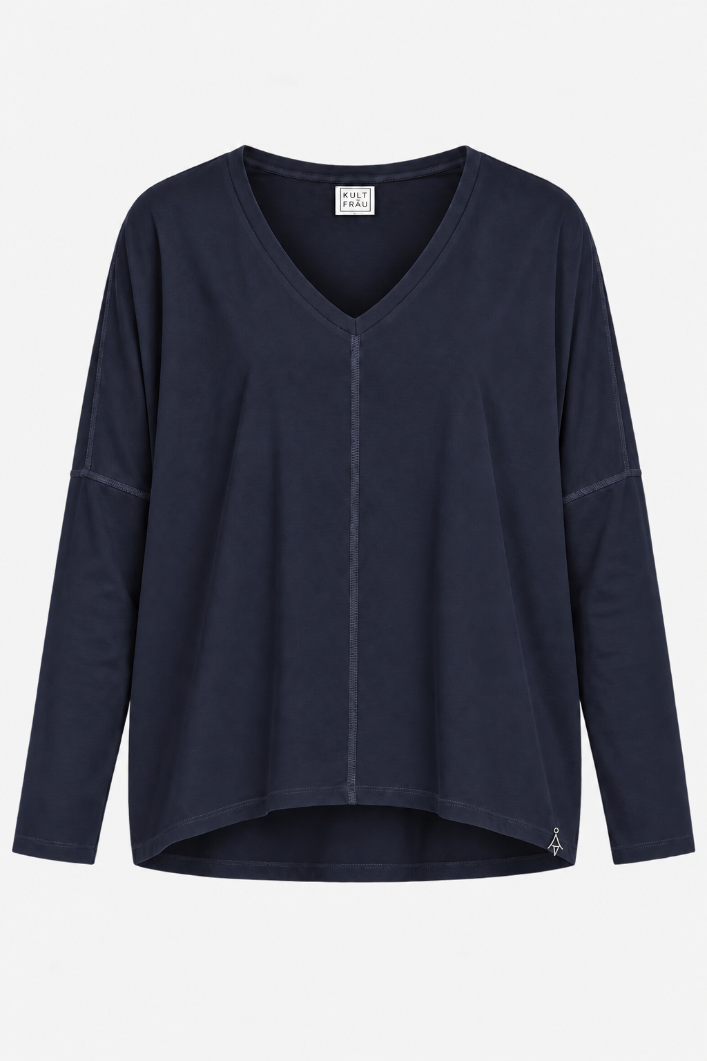 TIDA Blusenshirt Langarm Navy, Freisteller mit V-Ausschnitt und Mädchen-Anhänger